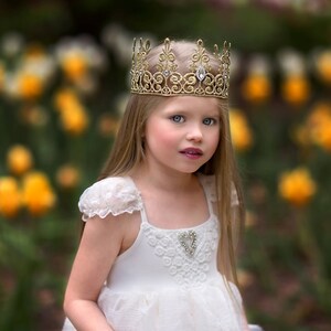 Quinn 18K Gold Rhinestone Princess Crown Gold Lace Crown Swarvoski Crystals Princess Crown Photography prop Toddler Adult Bling image 4