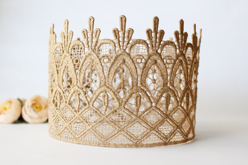 Cake Topper Princess Lace Crown Emma Silver Cake Topper Gold Photography Prop Cake Smash Mini Birthday image 2