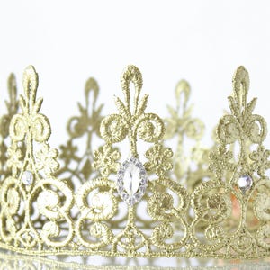 Quinn 18K Gold Rhinestone Princess Crown Gold Lace Crown Swarvoski Crystals Princess Crown Photography prop Toddler Adult Bling image 2