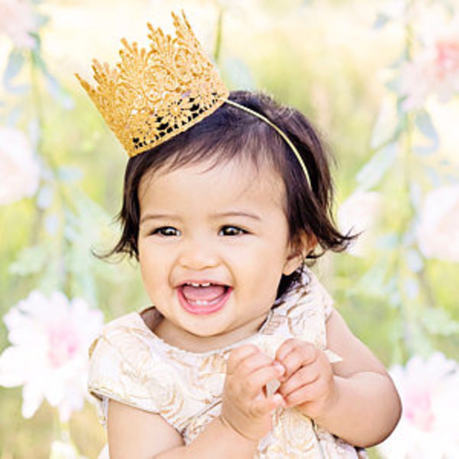 Crown Headband Birthday Crown Baby Girl Qishare Gold Elastic Crown
