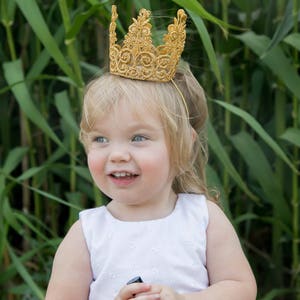 Quinn Birthday Crown Silver or Gold Headband Birthday Crown Lace Cake Topper Mini Tiara Party Baby Toddler Cake Smash image 3