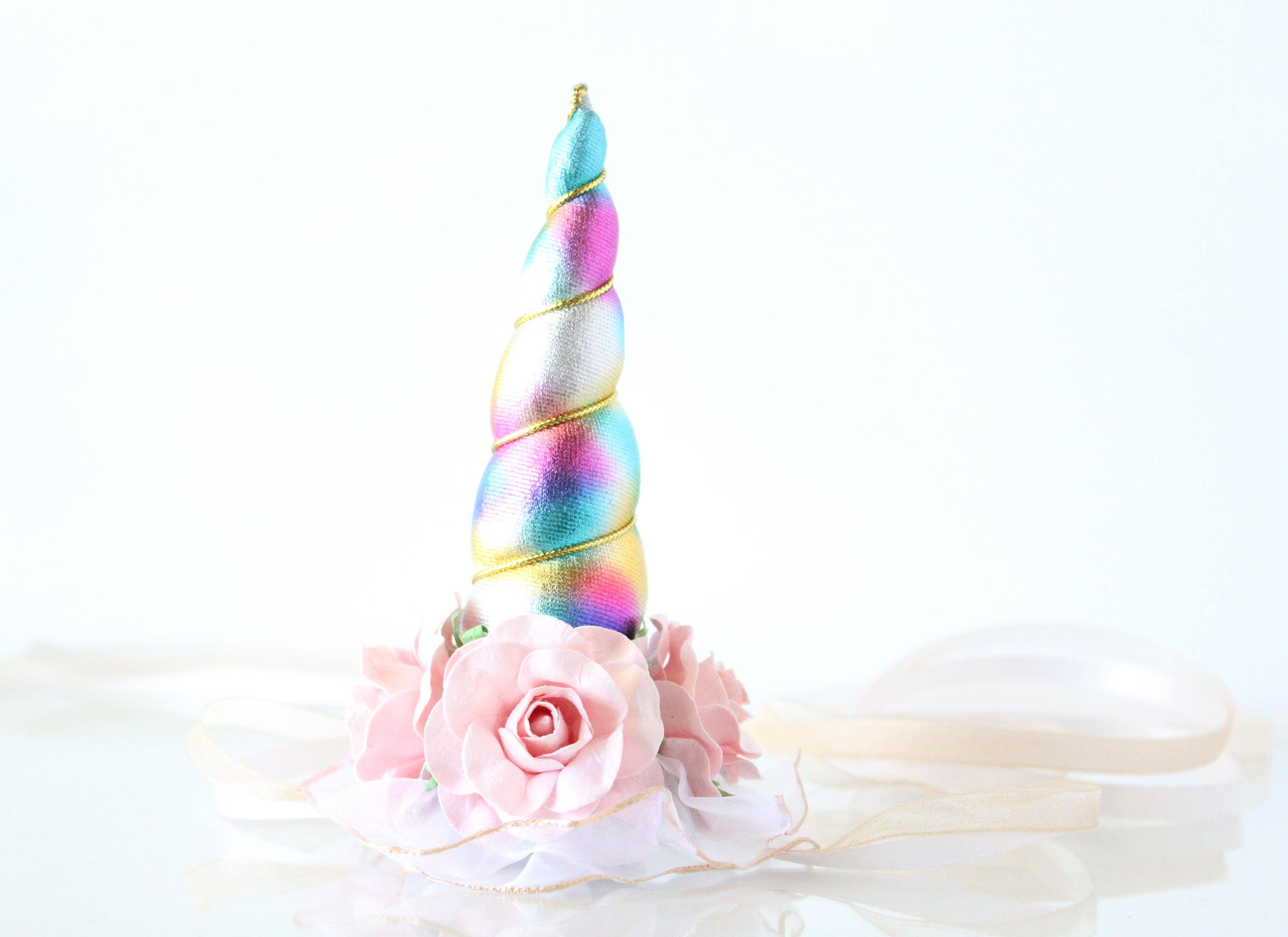 Download Rainbow Unicorn Headband Flower Crown Pink Gold Unicorn | Etsy