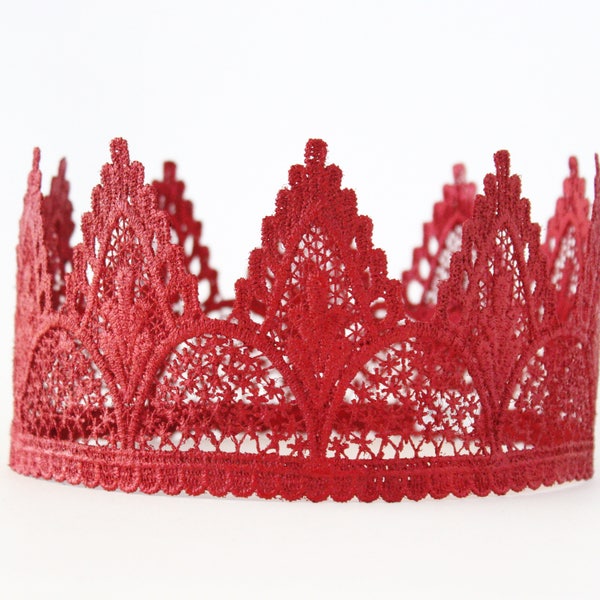 Red Birthday Lace Crown - Adeline - Lace Crown - Adult - Toddler - First - Hen Party - Cake Smash - Photography Prop