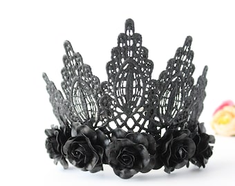 Black tiara + flowers- Penelope - Black Tiara - Haloween Costume - photography Prop