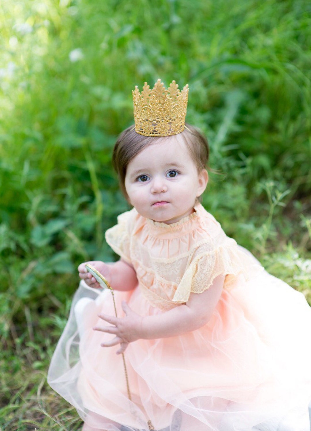 Gold Tiara Crown for Baby Toddler or Adult Chloe Tiara Crown Headband