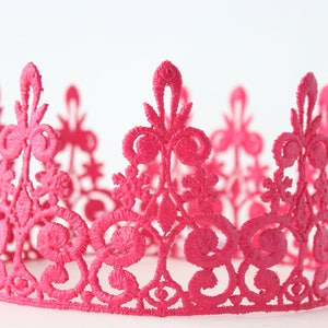 Hot Pink Lace Crown - Quinn - Lace Crown - Birthday - Bachelorette - Photography Prop - Cake Smash - Full Size - Adult - Toddler - Tiara