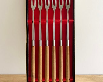 Set of 6 mid century long forks made in Japan
