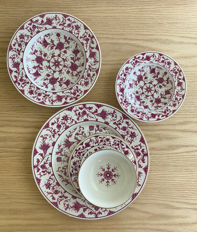 Franciscan Fine China Lorraine Maroon Pattern Various Etsy