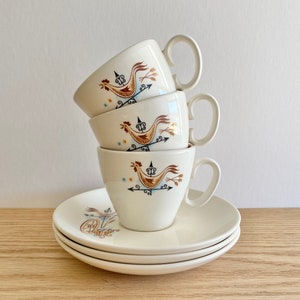 1950s Weathervane cups and saucers set of 3 by Taylor Smith & Taylor