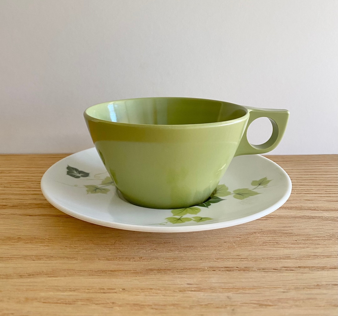 1960s Texas Ware Melmac Cup and Saucer Sets Light Olive Green Etsy