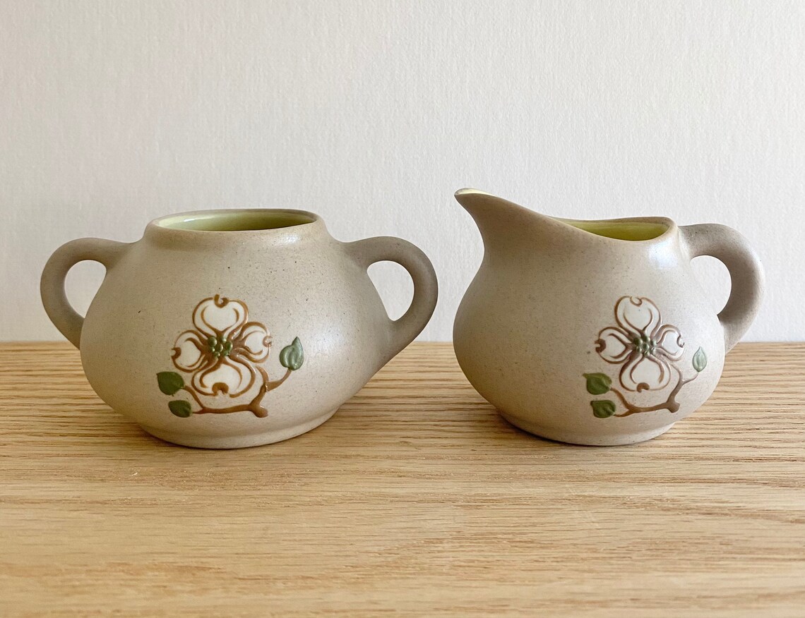 Pigeon Pottery Sugar Bowl and Creamer Vintage Tennissee Etsy