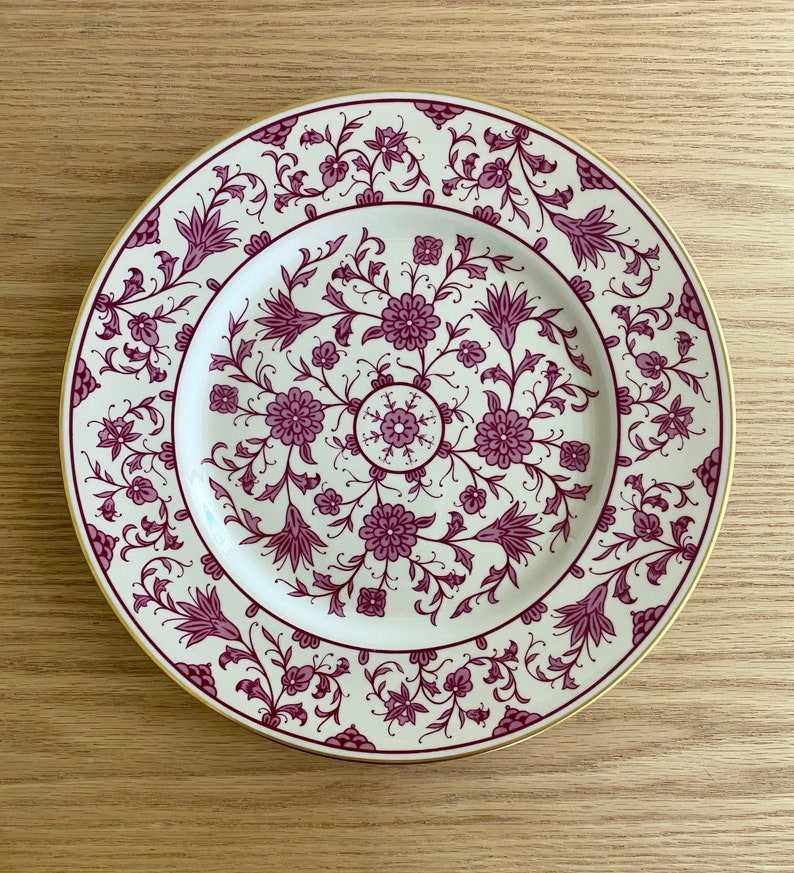 Franciscan Fine China Lorraine Maroon Pattern Dinner Plate Etsy