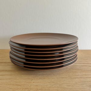 1960s chocolate brown melamine plates set of 8