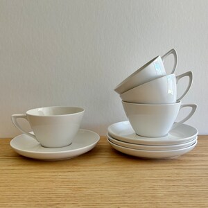 All white cups and saucers by Nassau Ware set of 4