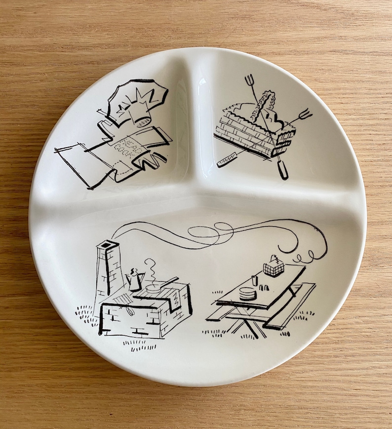 Bar B Q Sectioned Dinner Plate by Royal China Sold Etsy