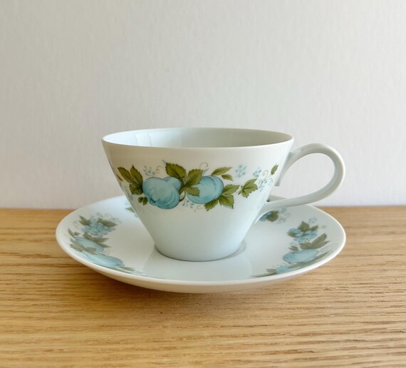 Noritake Blue Orchard Cook N Serve China Cups & Saucers Set of 3