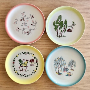 Ensemble Brock de 4 assiettes à pain Forever Yours, California Farmhouse, California Harvest et California Wildflower