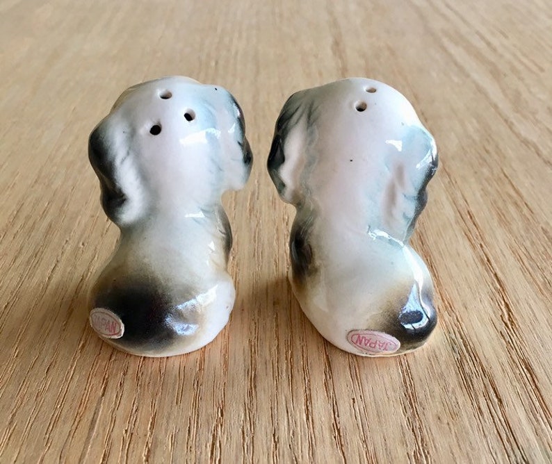 Vintage puppy salt and pepper shakers made in Japan mid century