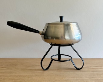 Sleek and modern stainless steel fondue pot made in Japan