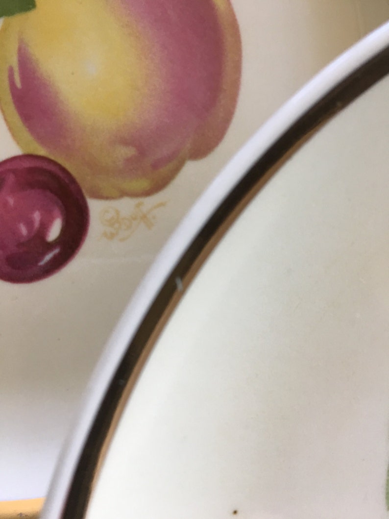 Vintage Fruit Plates Gold Trim Fondeville New Yorkapples Etsy