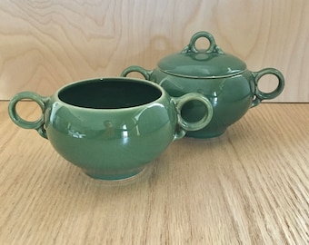 Universal Ballerina dinnerware in forest green sugar bowls 1950s sold individually