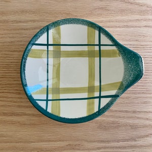 Knowles green plaid Pasadena lug handle bowls circa 1952 sold individually