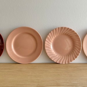 Franziskaner Coronado und El Patio Satin und glänzend Coral Beige, Koralle und Redwood Brotteller Set von 4