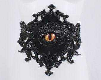 Gothic Latex Dragon Eye Belt, with Ornate Filigree