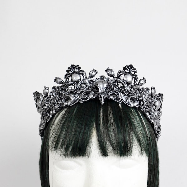 Silver Latex Gothic Crown Steampunk Alternative Fairy Skull Baroque Headdress