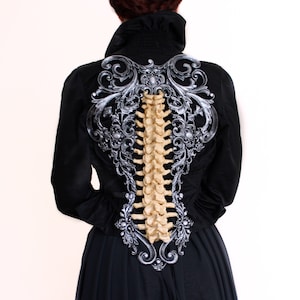 Silver Metallic Latex Spine Back Piece: Steampunk Gothic Armour Harness