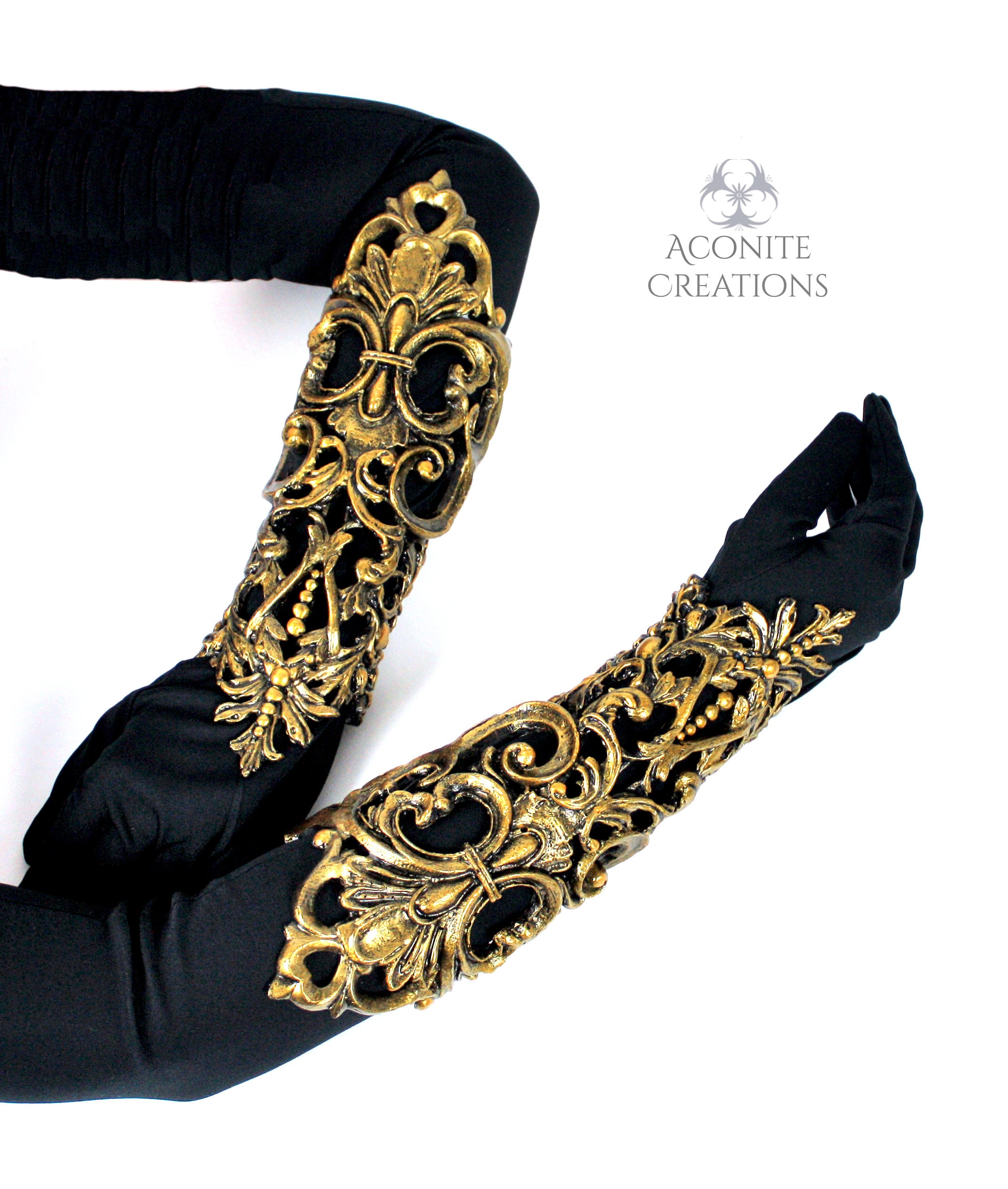 Gold Filigree Latex Bracers Metallic Rubber Gothic Steampunk Etsy