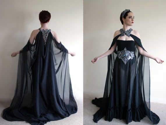 black chiffon cape