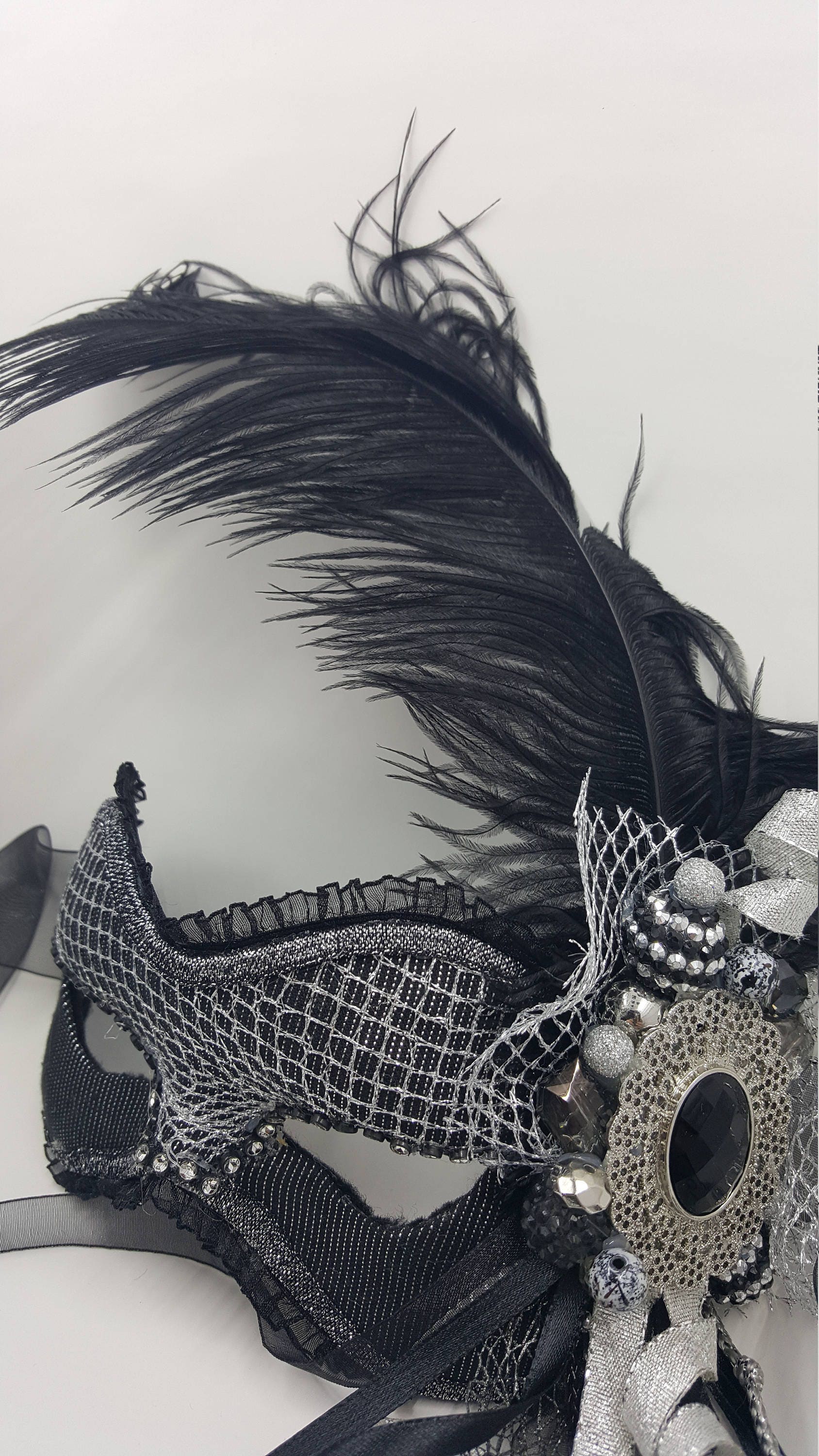 Black/silver Masquerade Mask.wearablesoft Insidewedding Etsy