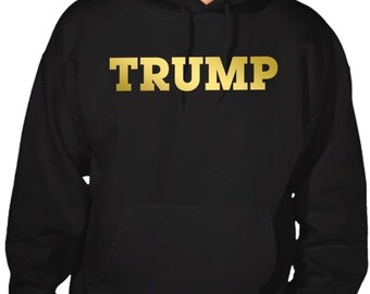 Men/'s Gold Trump Black//Charcoal Raglan Hoodie US American President Sweater V198