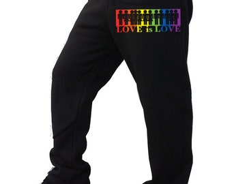 Mens Rainbow Equality KT T9 Black Fleece Jogger Sweatpant Gym Shorts Large Black