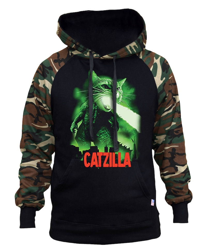 Men/'s Catzilla Two Tone Hoodie CamoBlack All size S-3XL