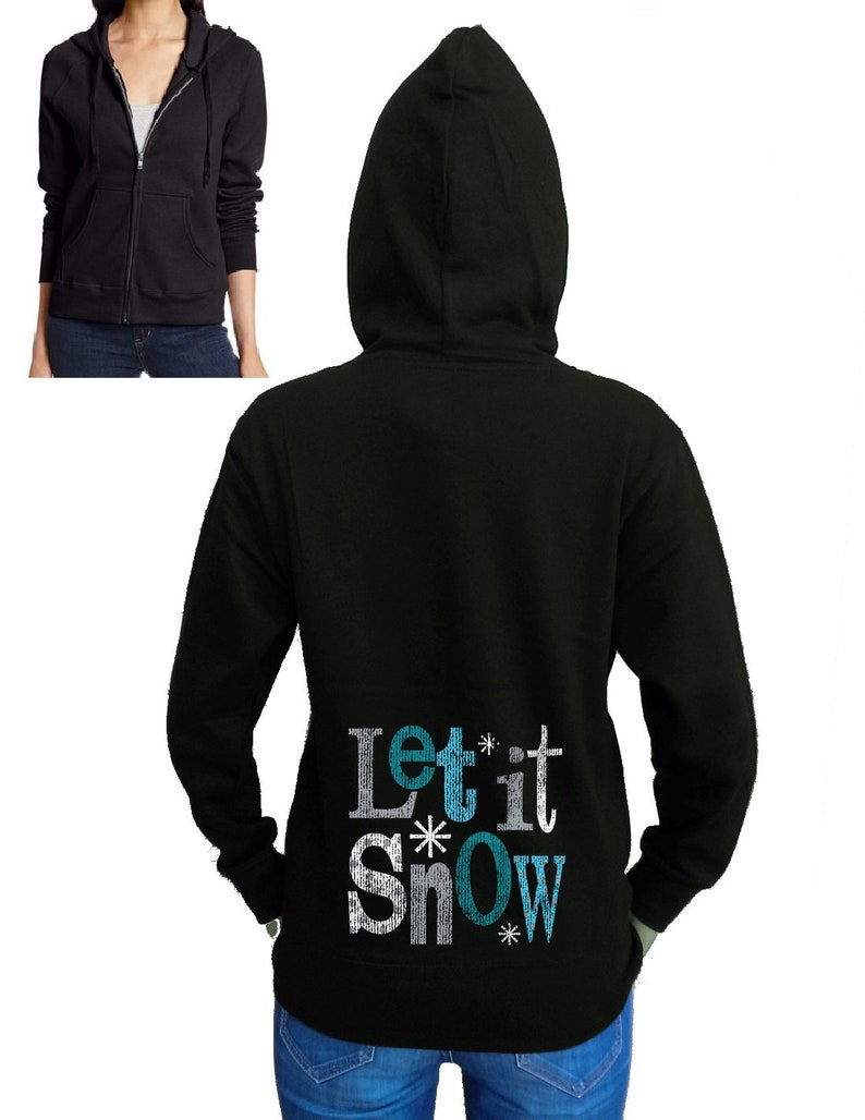 Junior/'s Let It Snow Zipper Hoodie All Size S-2XL Fleece
