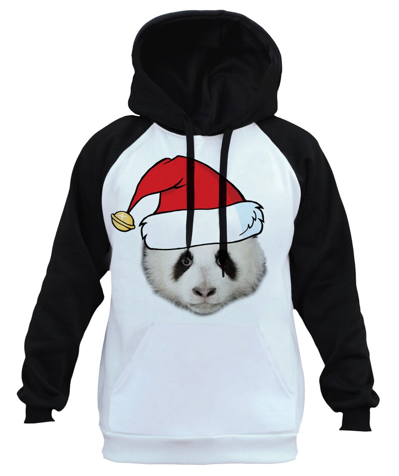 Christmas Panda Men/'s Raglan Hoodie Whiteblack All size S-3XL B1465