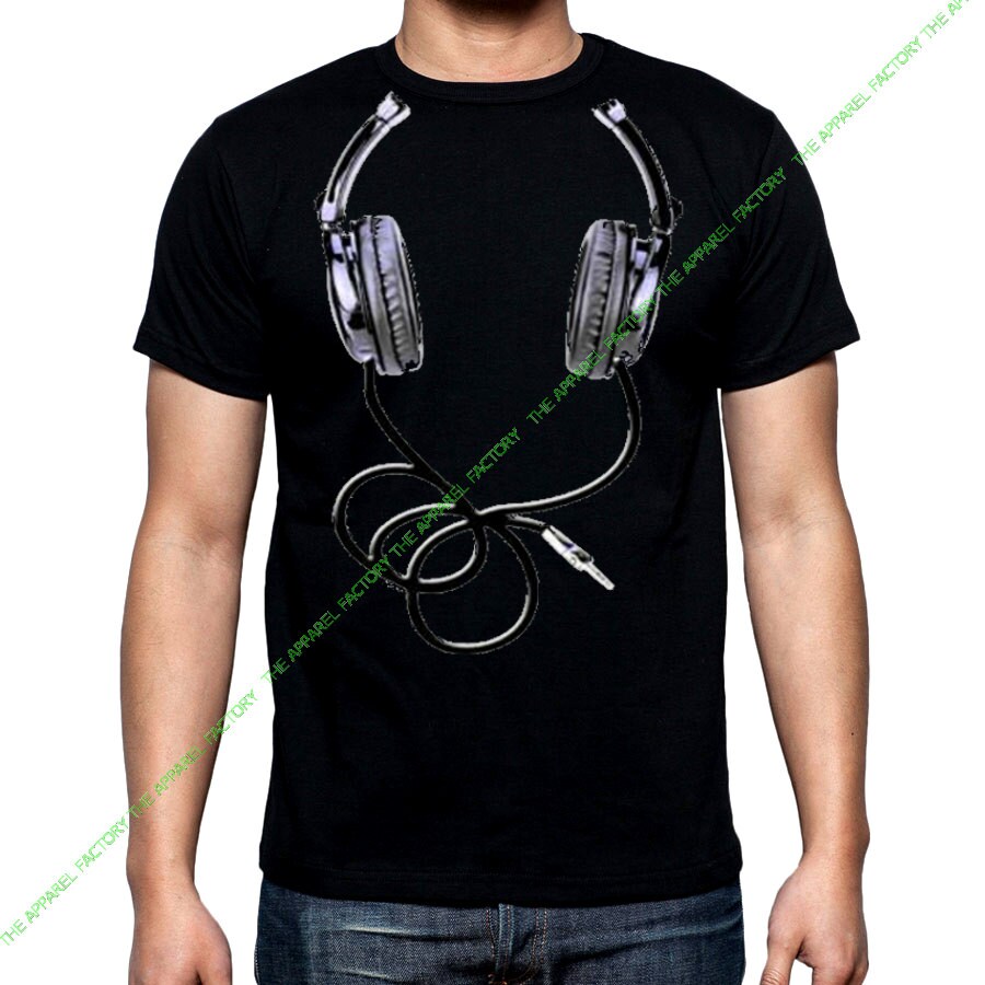 New Men's Headphones Print TShirt all size XS3XL Black Etsy