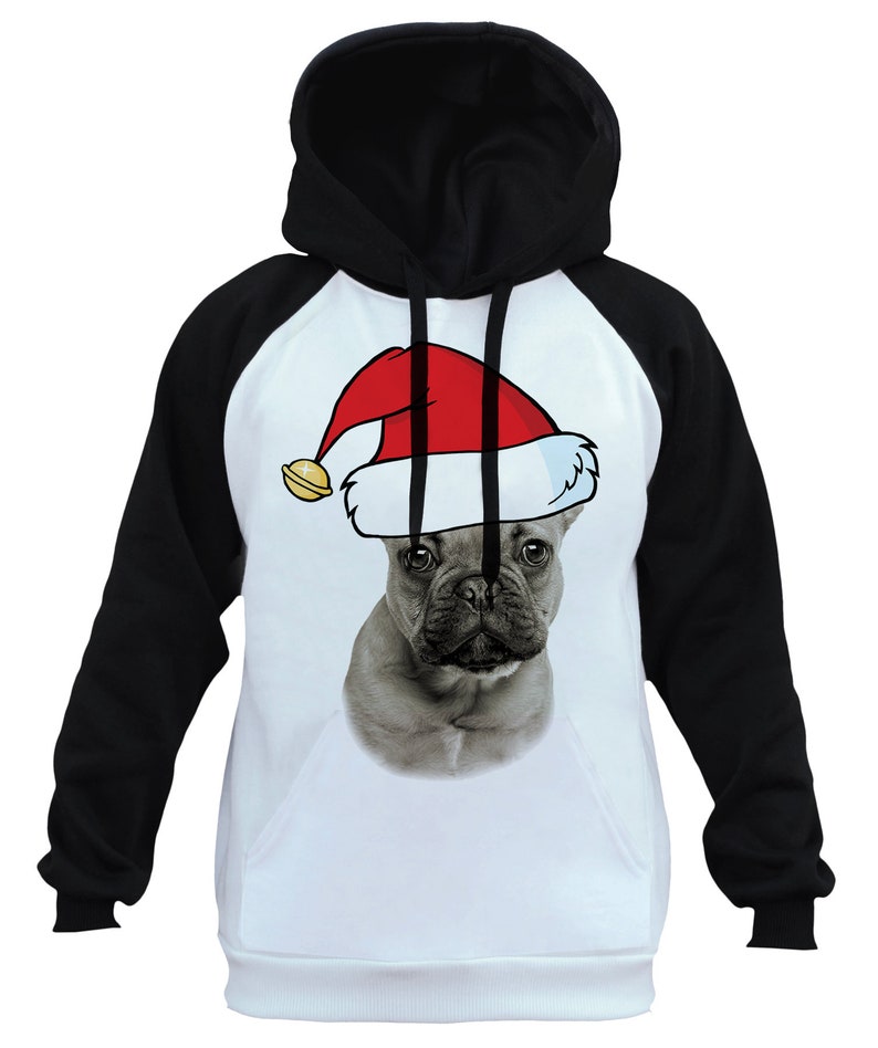 Christmas French Bulldog Men/'s Raglan Hoodie Whiteblack All size S-3XL B1458