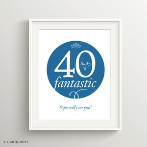 Biglietto di buon 40 ° compleanno o poster di compleanno. Download istantaneo per stampare a 5x7 o 8x10. Sentimento di compleanno positivo. Biglietto del decennio di compleanno.