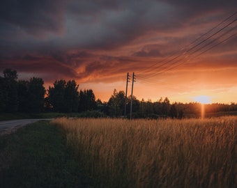 Cloudy sunset - Fine Art Photography - photography print 8x12, landscape photography, photo print, cloud photography, sunset, stormy sky