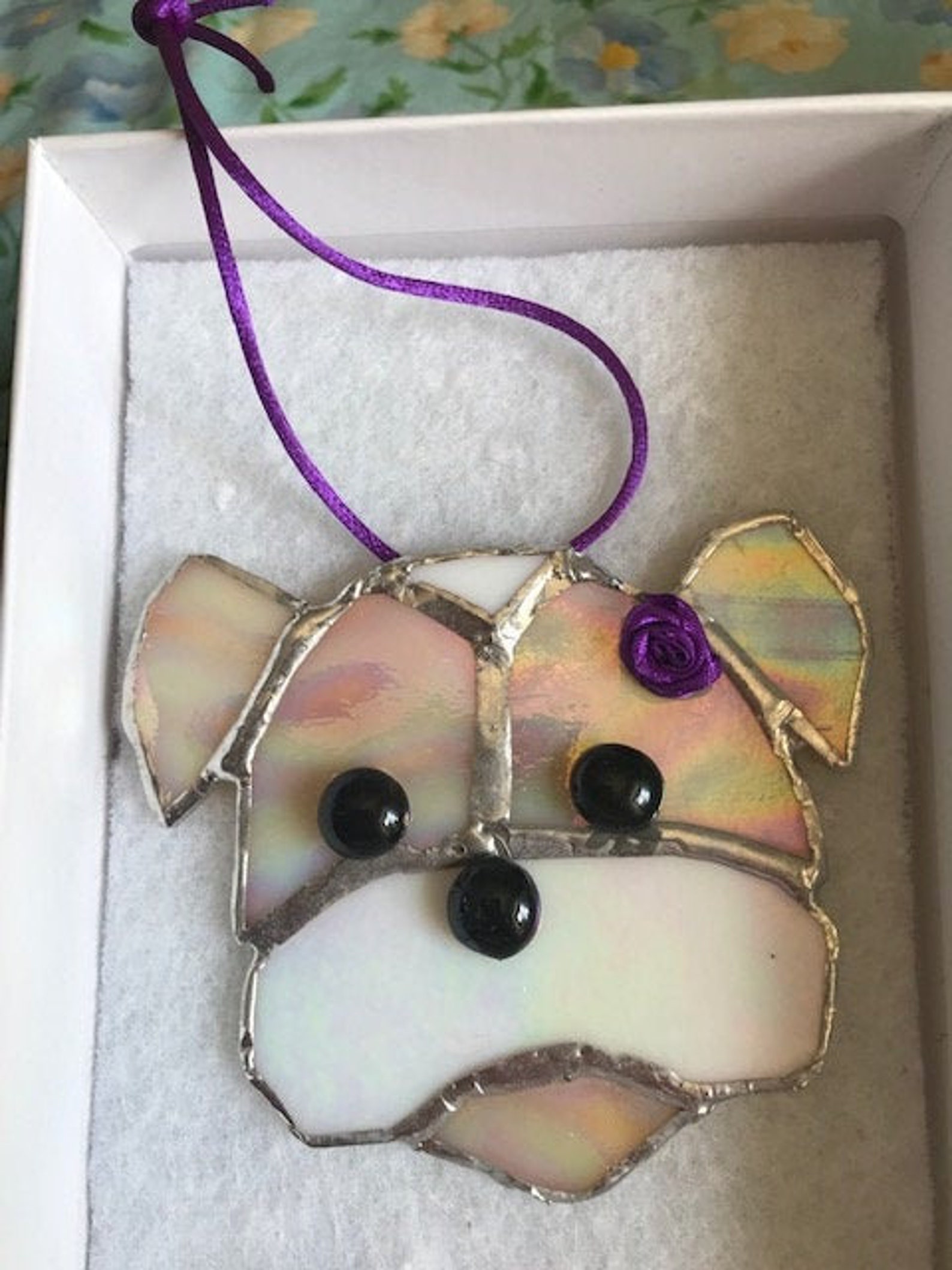 Stained Glass Dog Suncatcher Etsy UK