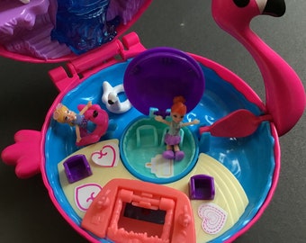 POLLY POCKET POOL Flamingo Complete 2017 Mattel Toys Pink flamingo pool 2 figurines 2 accessories Child Gift idea Tiny