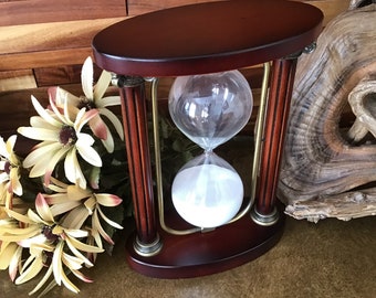 Sandglass Hourglass Clock 1 hour wood brass Robert Wu Bombay Rare Vintage Sabulometrophilia Home office library decor Gift Gift
