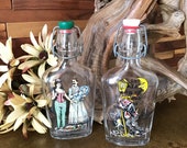 Bottles Flaccid (2) Glass Drink Italy Bar Rare Vintage Theme Humor Unique Gift Dad Collector Glassware Talking Piece Alcohol