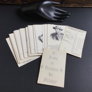 Cartes fiches anciennes des Rois et Reines de France par Cap.théojac Vintage Personnages historiques Royauté Rare Collectible Noël Cadeau