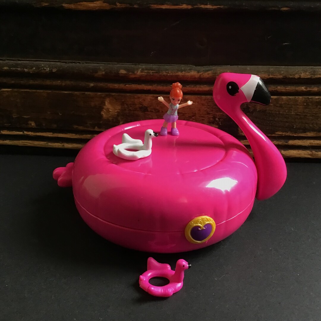 BROKEN PARTS Polly Pocket FLAMINGO PURSE Pink Bird Girl's Compact