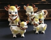 Anthropomorphic Cows Creamer Sugar Bowl Salt Shaker Rare Complete Set Condiment Vintage Retro Decor Shaker Collection Kitsch Gift Mom