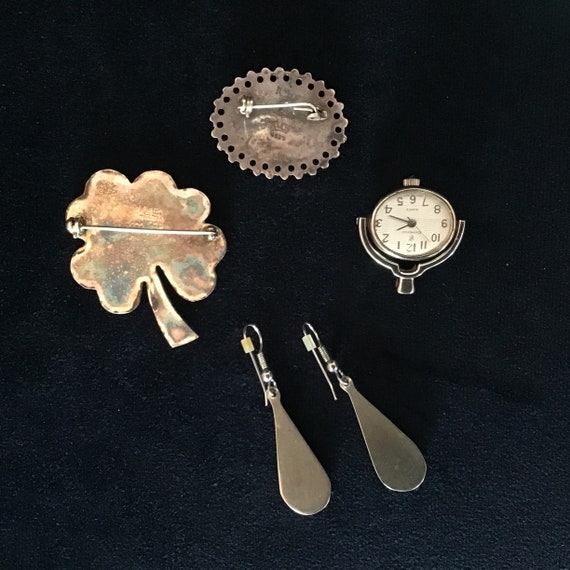 Lot De Bijoux Fantaisie Vintage - Boucles D'oreilles, Broches - Occasion